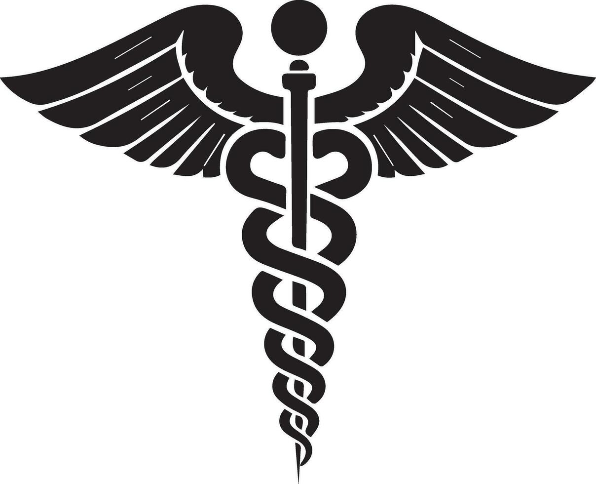 caduceus Gezondheid symbool van asclepius toverstaf icoon zwart kleur, silhouet, vector, illustratie vector