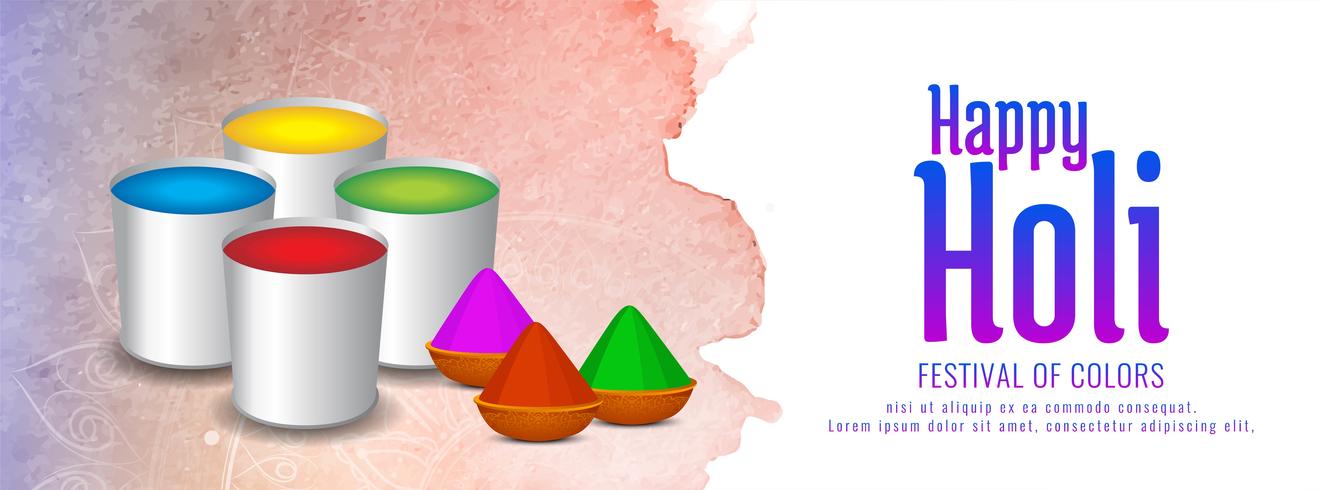 Abstract gelukkig Holi kleurrijke festival spandoekontwerp vector