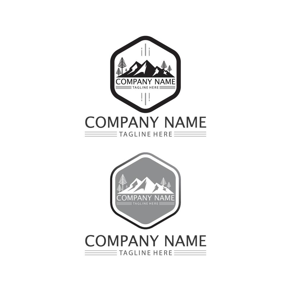 berg pictogram logo ijsberg en ontwerp heuvels vector