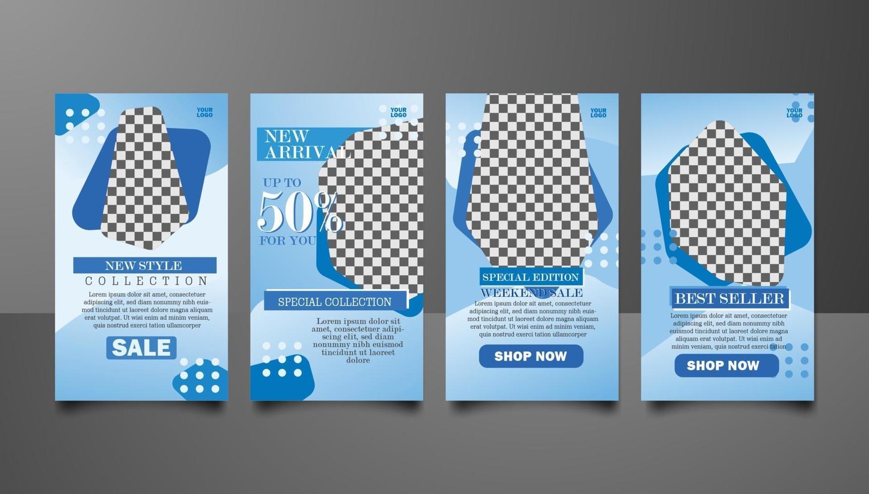 promotie blauwe mode thema ontwerpsjabloon vector