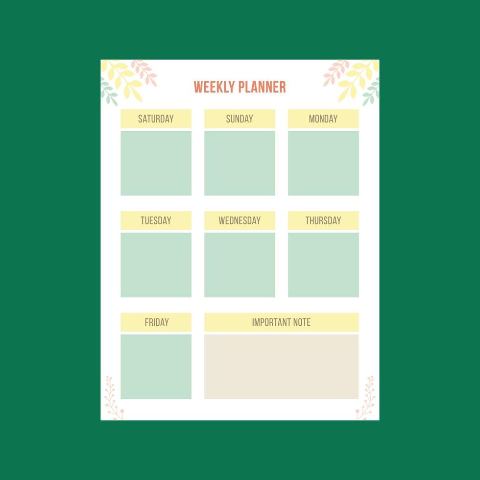 weekplanner schema activiteit interieur sjabloonontwerp vector.eps vector