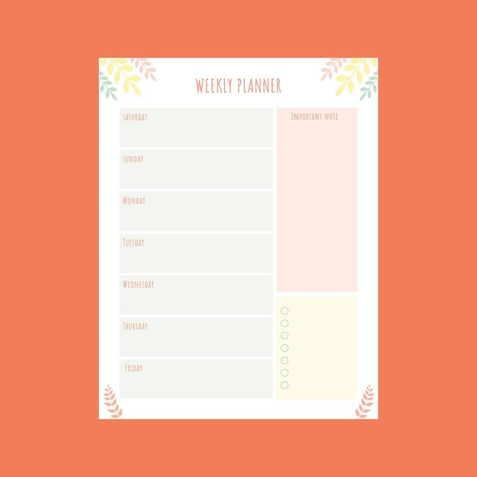 weekplanner schema activiteit interieur sjabloon design.eps vector