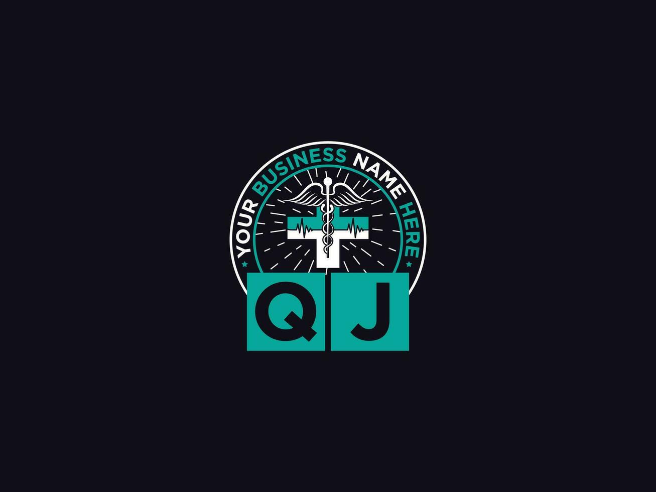 modern qj medisch logo, minimalistische qj logo icoon vector kunst voor artsen