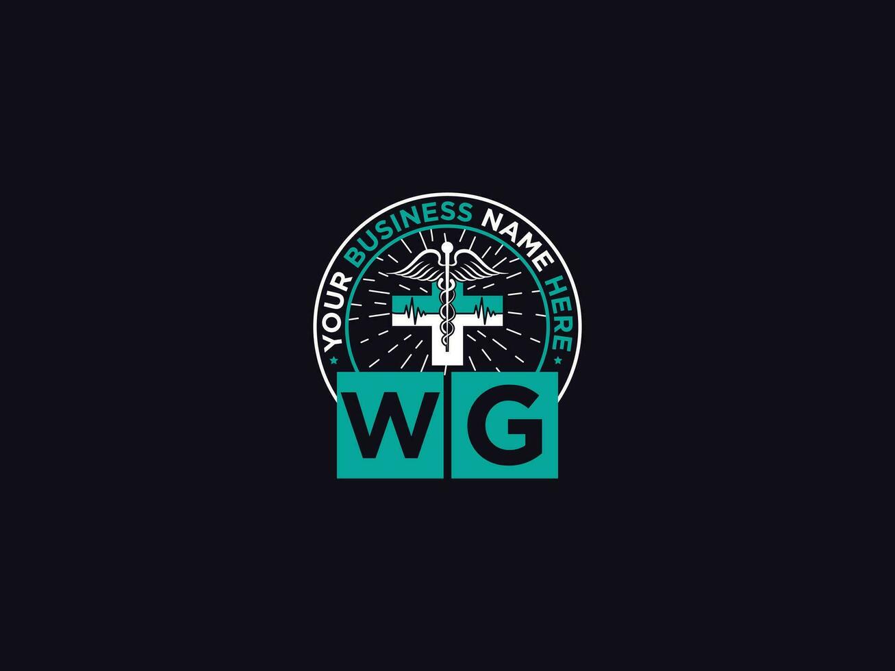 medisch wg logo kunst, eerste wg gw klinisch logo brief ontwerp vector
