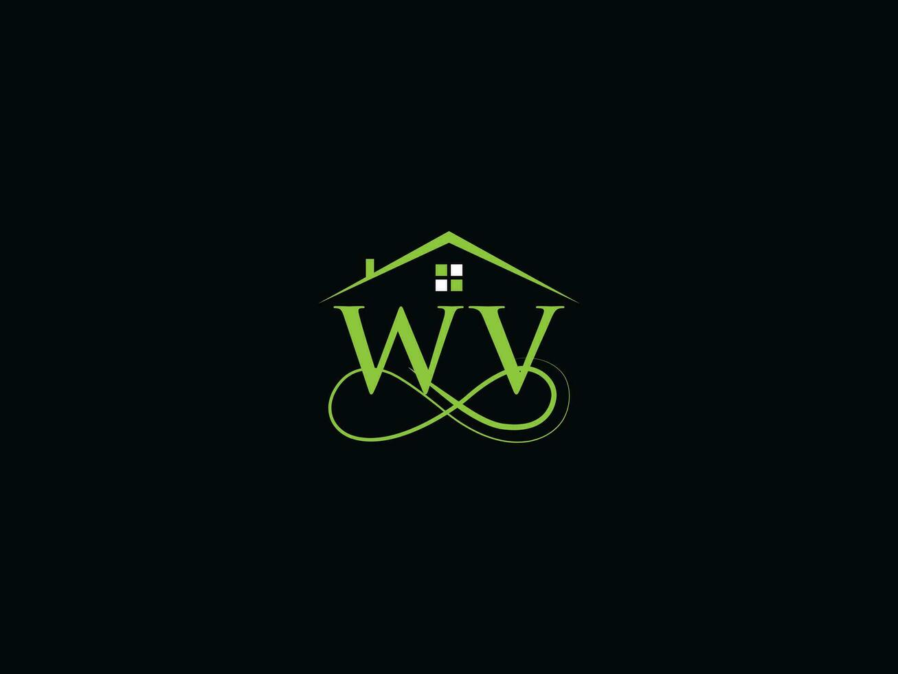 modern wv echt landgoed logo, luxe wv logo icoon vector voor gebouw bedrijf