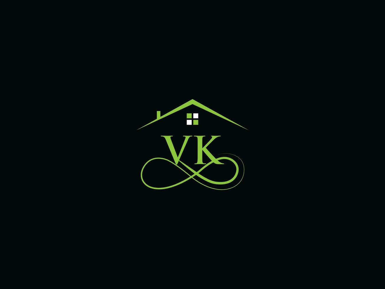 luxe vk echt landgoed logo brief, eerste vk logo gebouw icoon ontwerp voor u vector