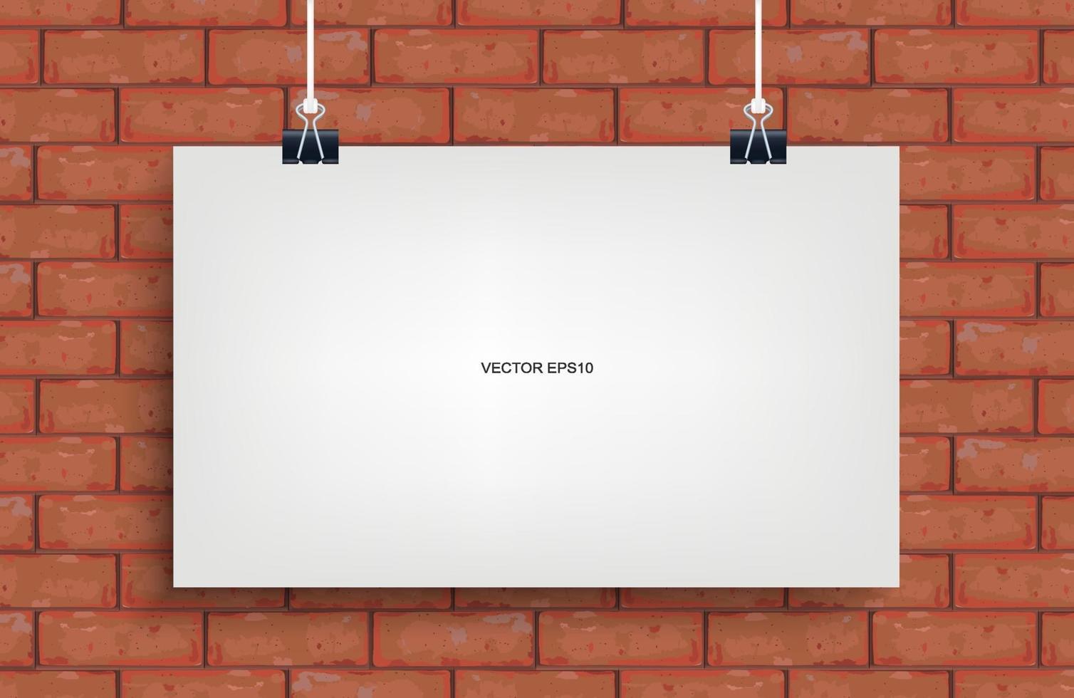 lege witte poster opknoping op rode bakstenen muur. vector. vector