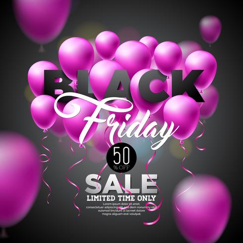 Black Friday-verkoop Vectorillustratie met Glanzende Ballons vector