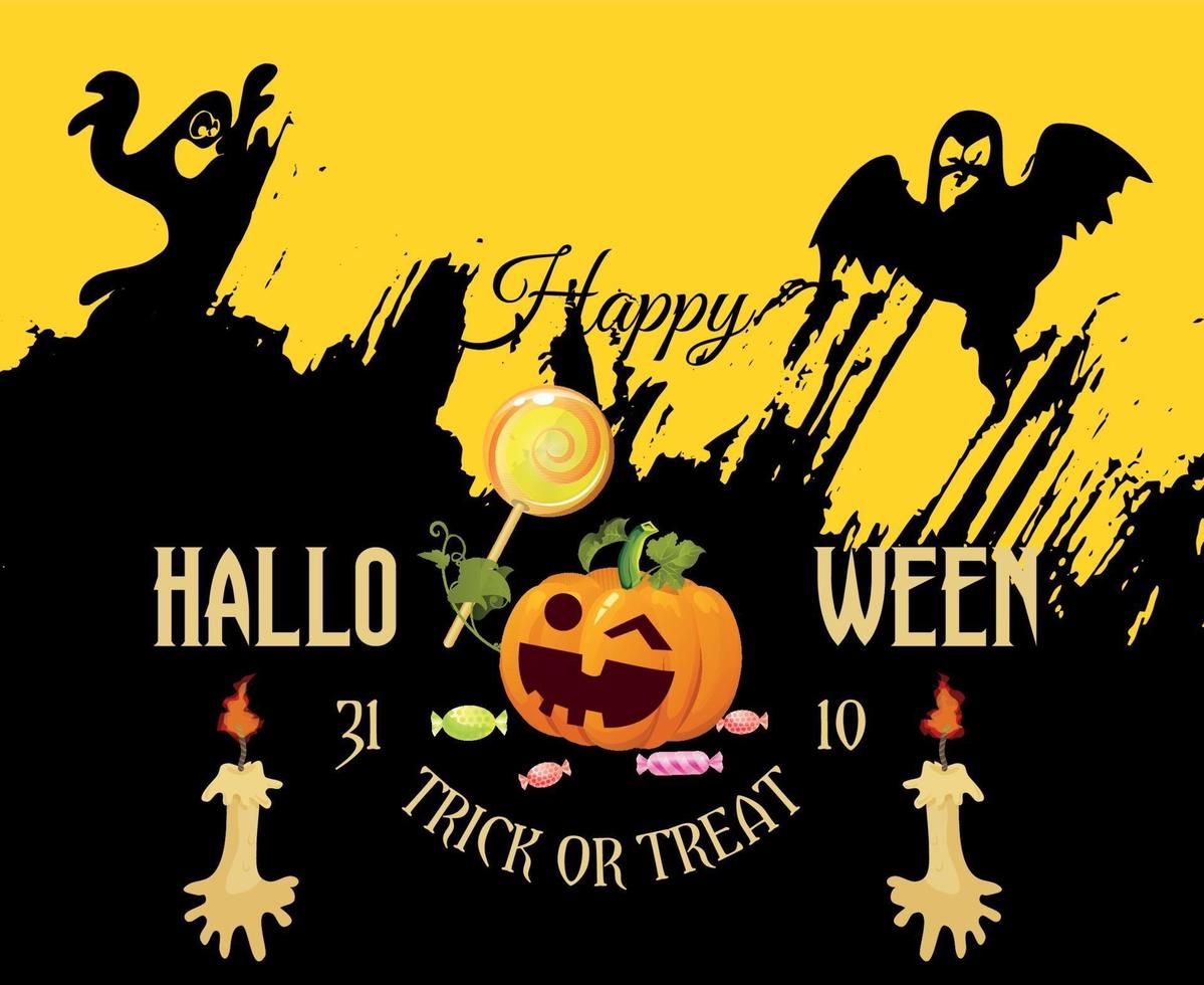 ontwerp halloween dag 31 oktober evenement donkere pompoen spook vector