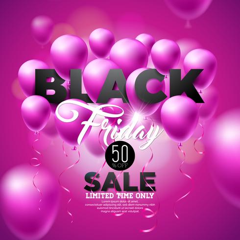 Black Friday-verkoopillustratie met Glanzende Ballons vector