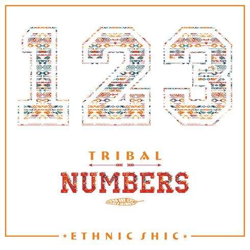 Tribale etnische nummers voor t-shirts, posters, kaarten en ander gebruik. vector