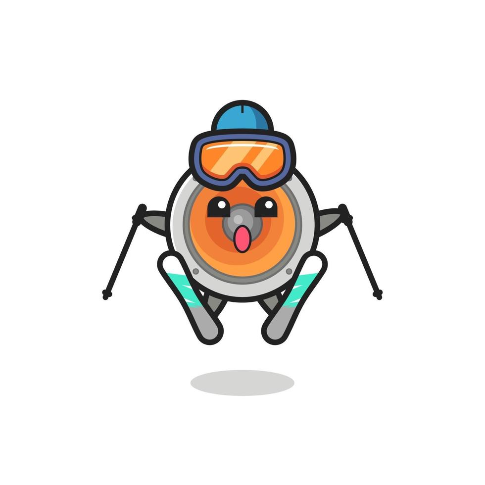 luidspreker mascotte karakter als ski-speler vector