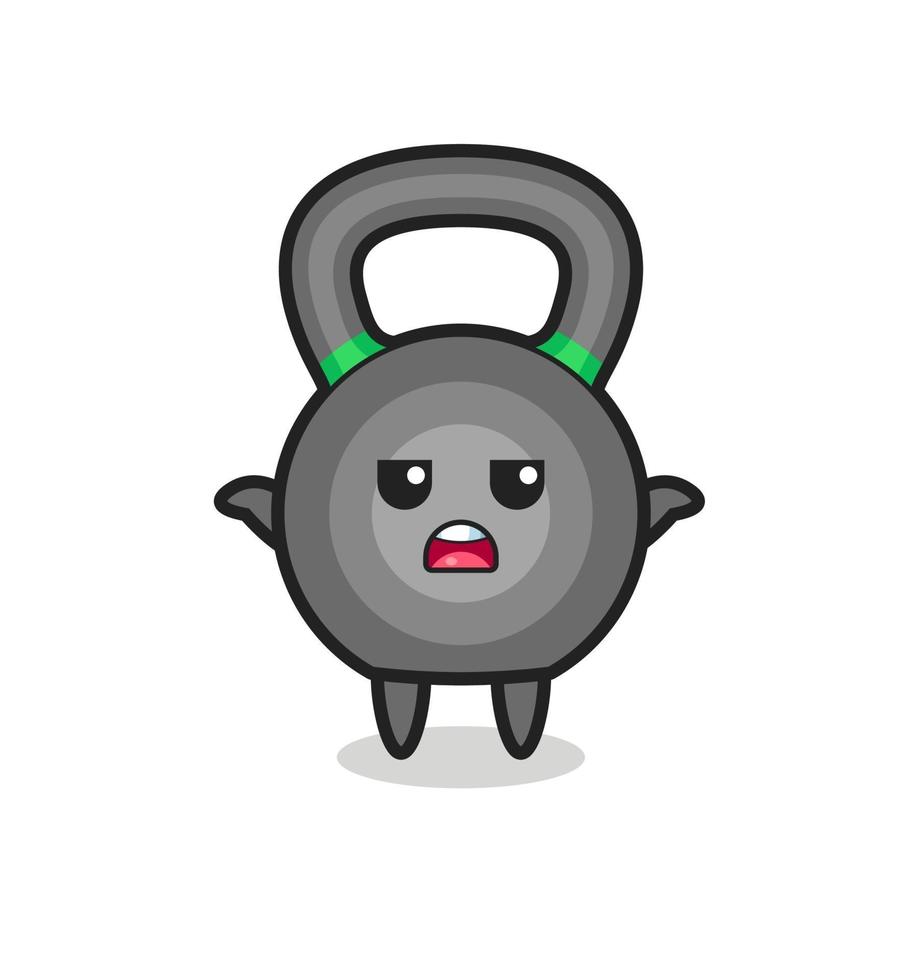 Kettleball-mascottekarakter zegt ik weet het niet vector