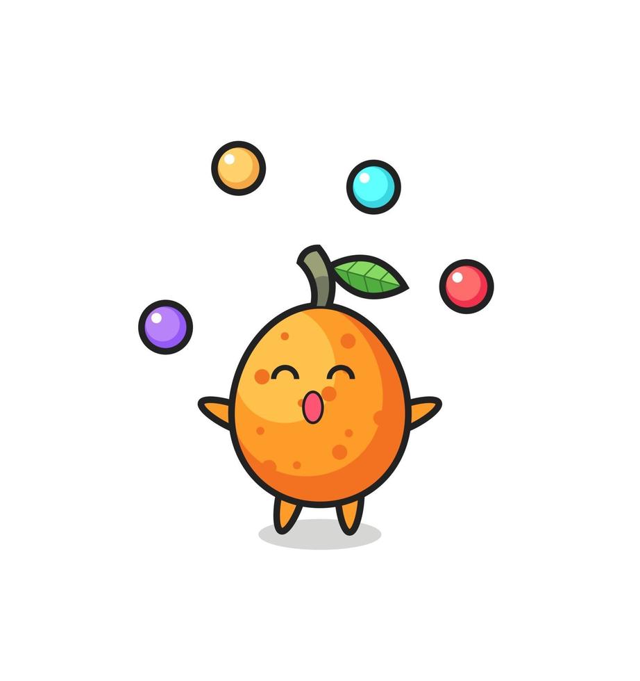 de kumquat circus cartoon jongleren met een bal vector