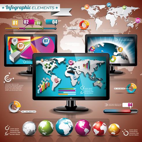 Vector technologie ontwerpset van infographic elementen