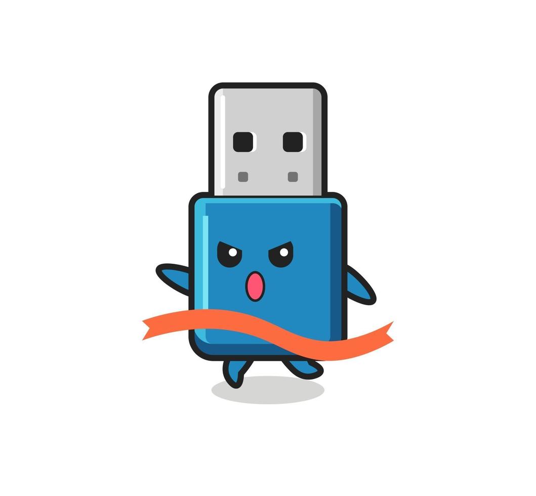 schattige flash drive usb-illustratie bereikt de finish vector