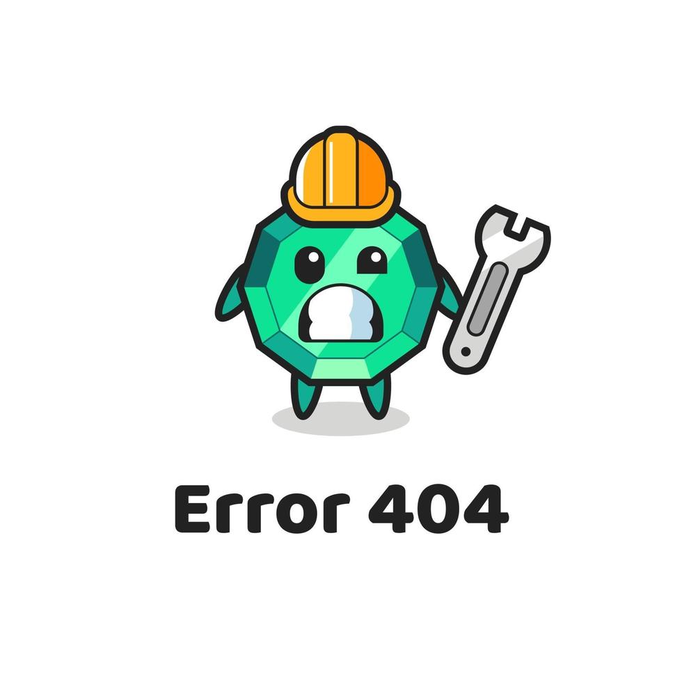 error 404 met de schattige smaragdgroene edelsteenmascotte vector