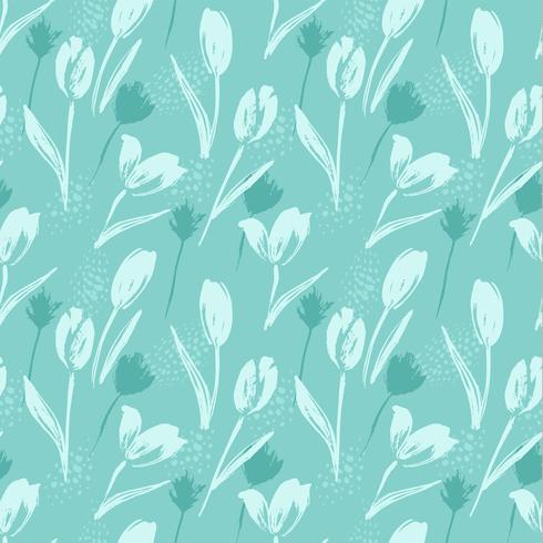 Abstract floral naadloze patroon tulpen. Trendy hand getrokken texturen. vector