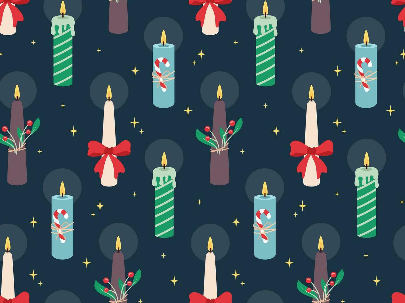 Kerstmis kaarsen naadloos patroon in tekenfilm vlak stijl. Kerstmis en nieuw jaar patroon voor kleding stof, omhulsel papier, decor. vector illustratie