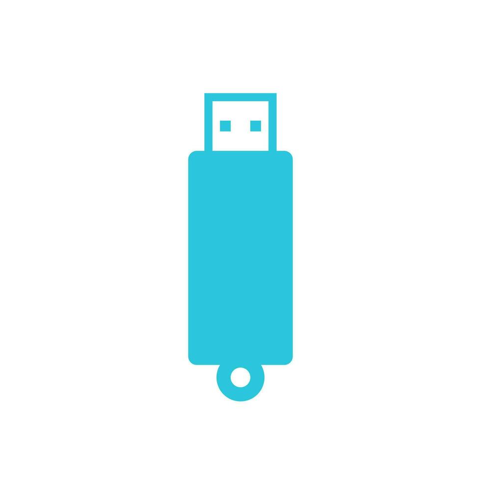 USB sleutel, geheugen stok, flash portable computer drijfveer, teken, symbool. vlak ontwerp. blauw icoon Aan wit achtergrond. van blauw icoon set. vector