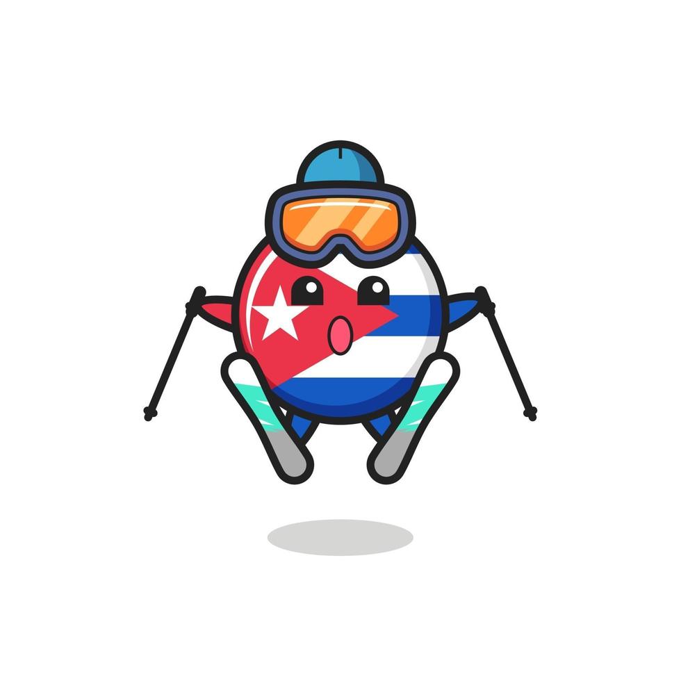 Cuba vlag badge mascotte karakter als ski-speler vector