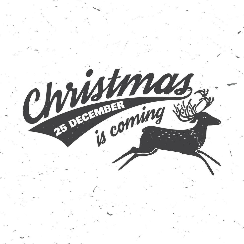 Kerstmis is komt eraan 25 december typografie. vector illustratie.