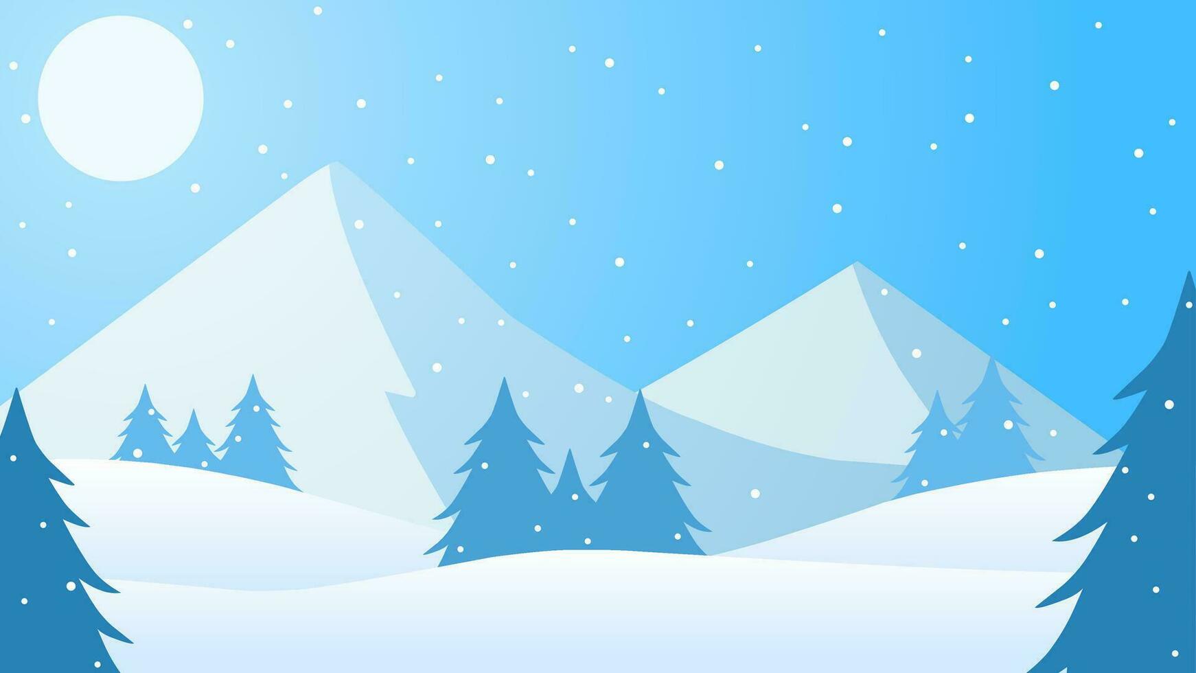 besneeuwd berg landschap vector illustratie. landschap van sneeuw gedekt berg in winter seizoen. winter berg panorama voor illustratie, achtergrond of behang