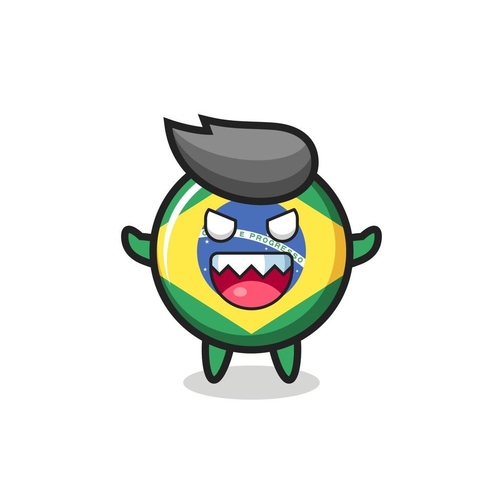 illustratie van kwaad brazilië vlag badge mascotte karakter vector