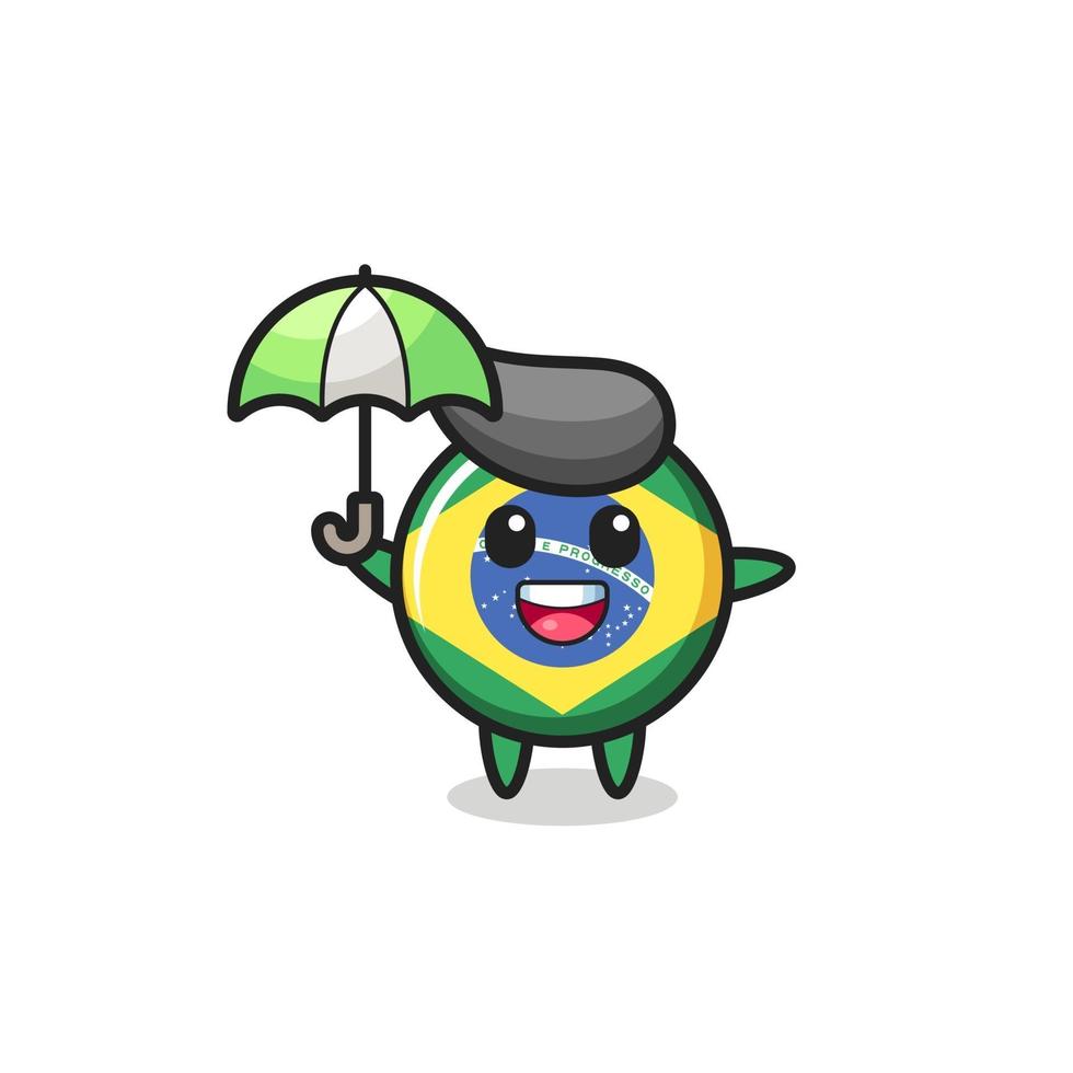 schattige braziliaanse vlag badge illustratie met een paraplu vector