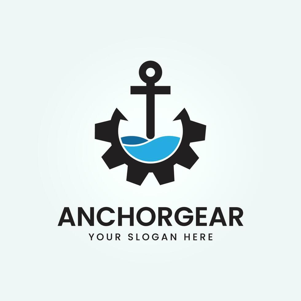 anker met uitrusting en oceaan vector icoon piraat boot logo helm nautische maritiem gemakkelijk grafisch symbool illustratie