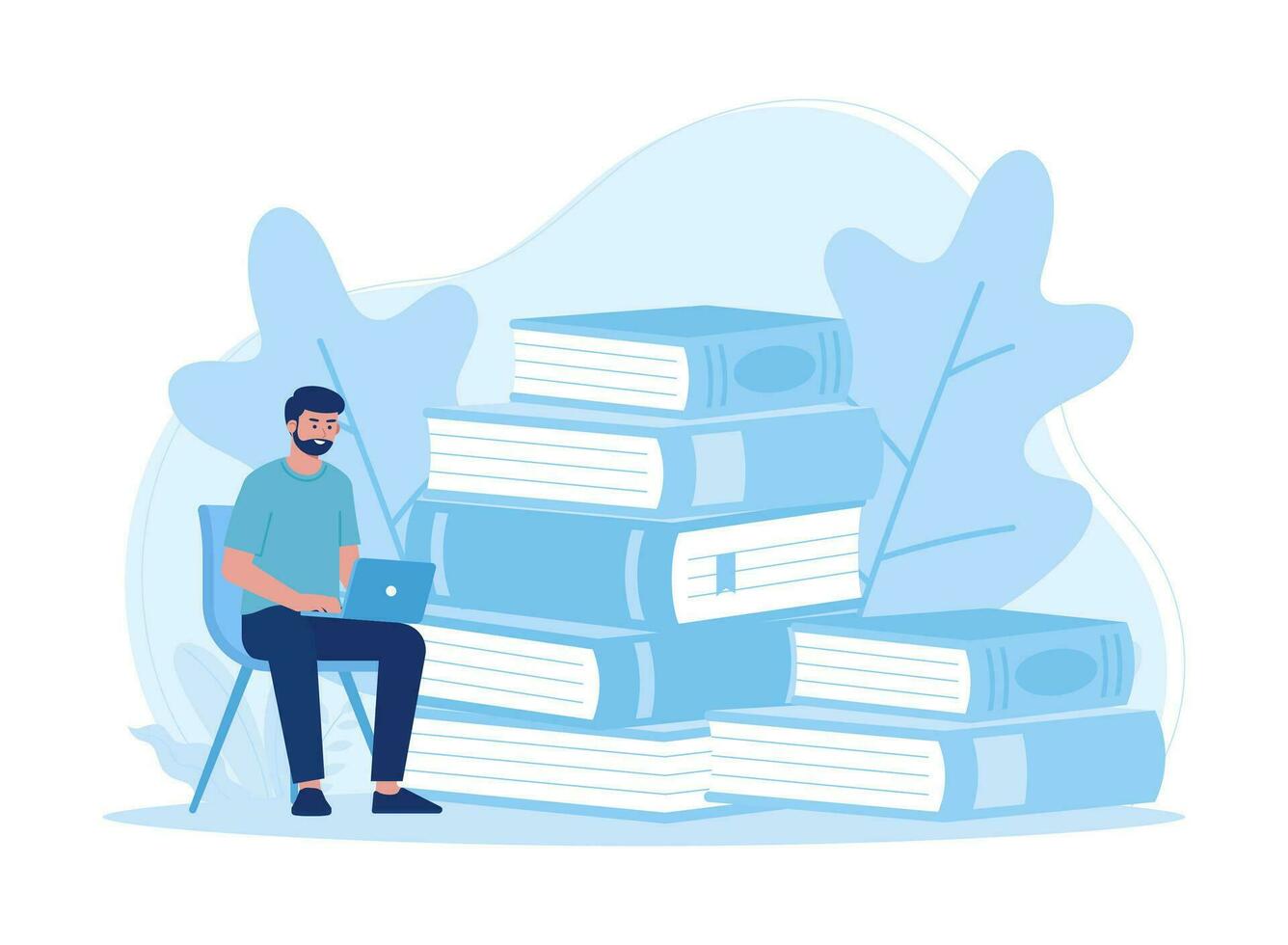 een Mens lezing een boek en browsen concept vlak illustratie vector