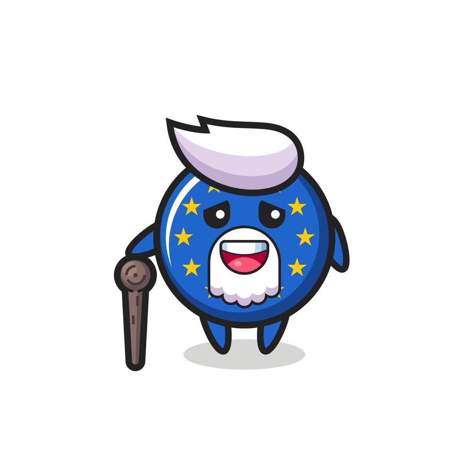 schattige europa vlag badge opa houdt een stok vast vector