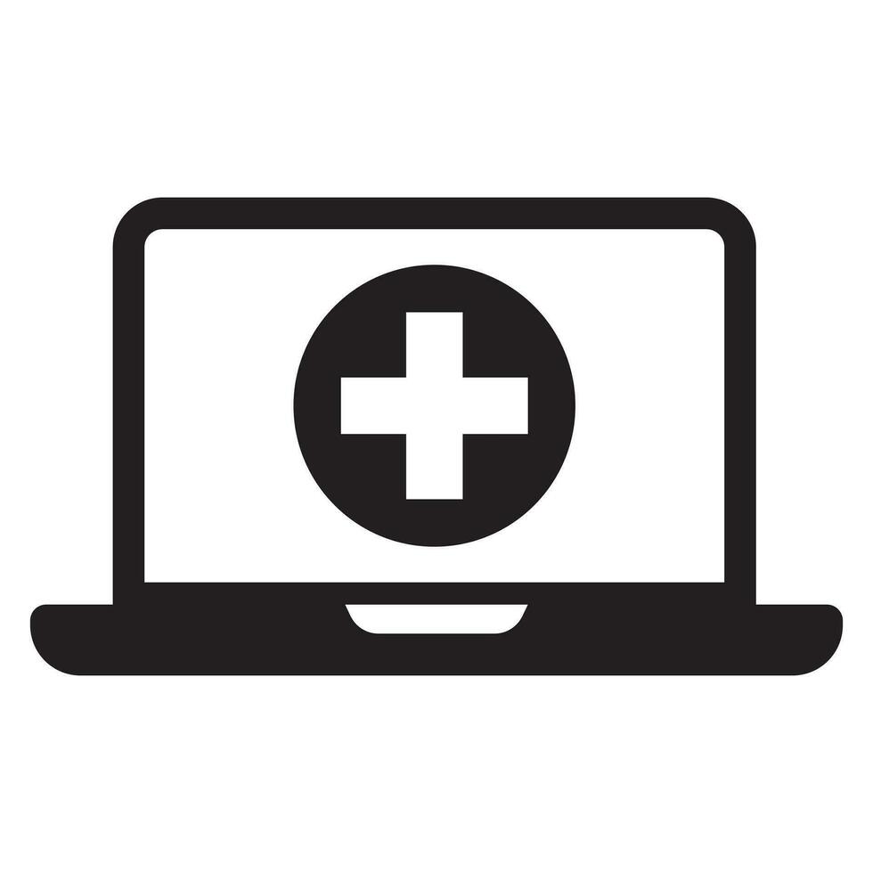 elektronisch Gezondheid Vermelding laptop icoon, medisch Vermelding laptop vlak icoon voor gezondheidszorg. vector
