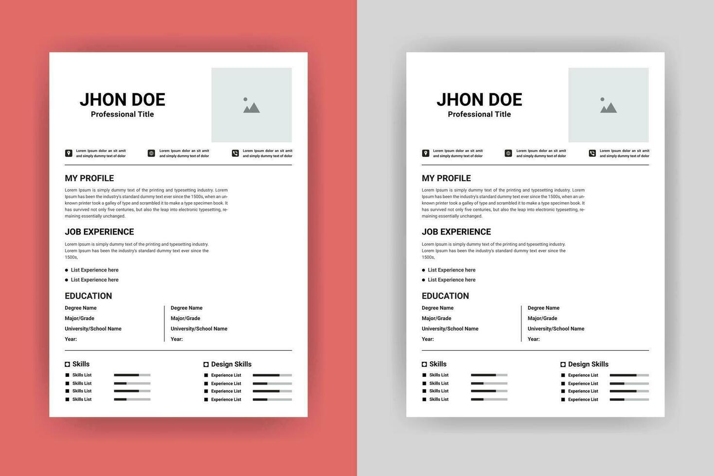 modern en schoon CV hervat sjabloon of minimalistische CV hervat sjabloon vector