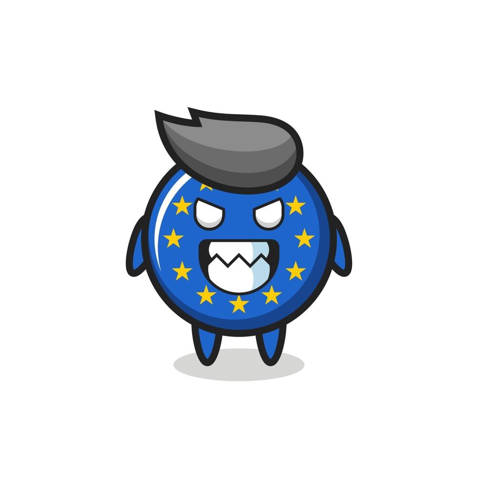 kwade uitdrukking van de europa vlag badge schattig mascotte karakter vector