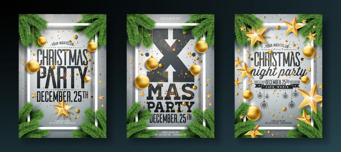 Christmas Party Flyer Illustratie met vakantie typografie vector