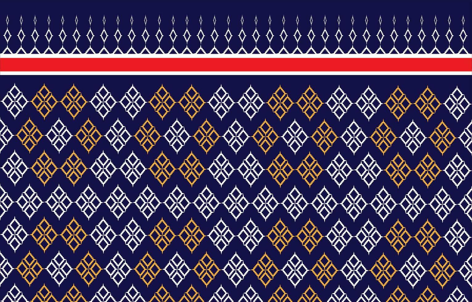 ikat naadloos gebreid patroon met rood en blauw strepen vector