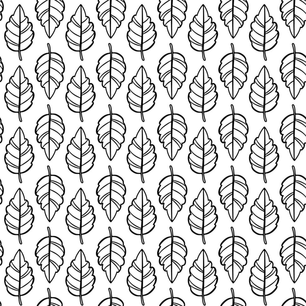 zwart-wit naadloos patroon met bladeren vector