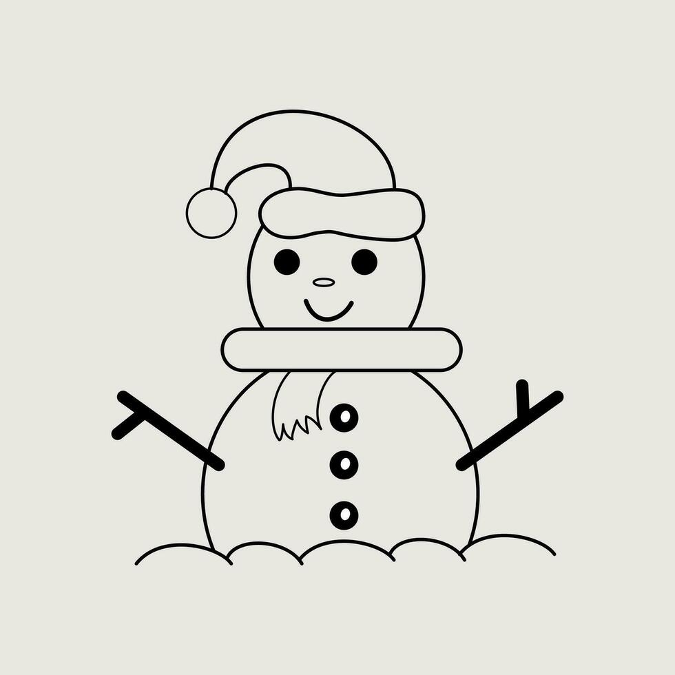 sneeuwman lijn kunst stijl vector illustratie, Kerstmis element ontwerp