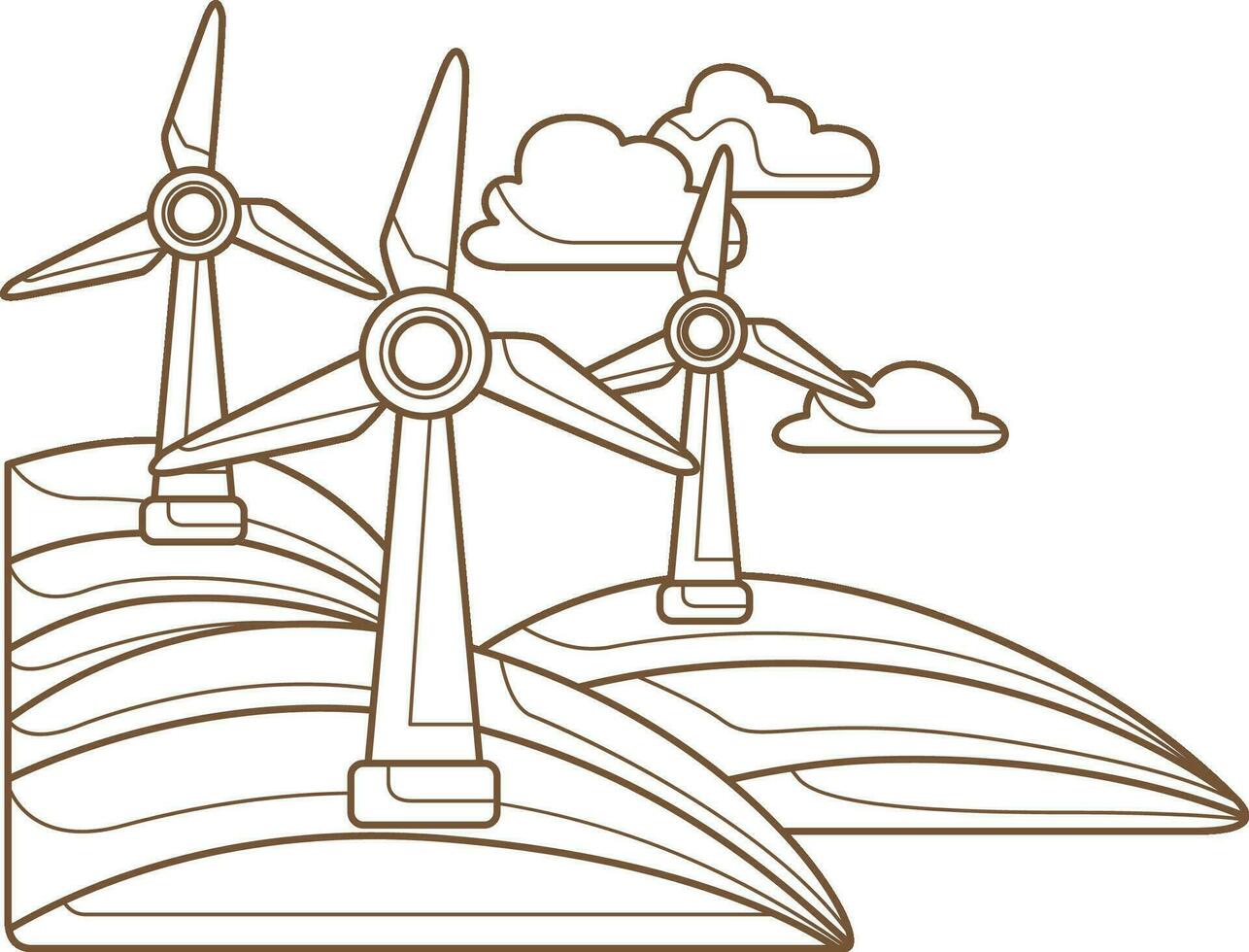 Gaan groen technologie wind energie eco vriendelijk tekenfilm kleur Pagina's voor kinderen en volwassen werkzaamheid vector