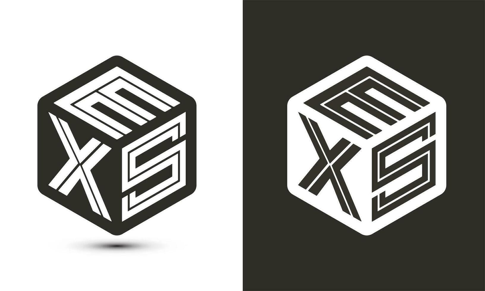 exs brief logo ontwerp met illustrator kubus logo, vector logo modern alfabet doopvont overlappen stijl.