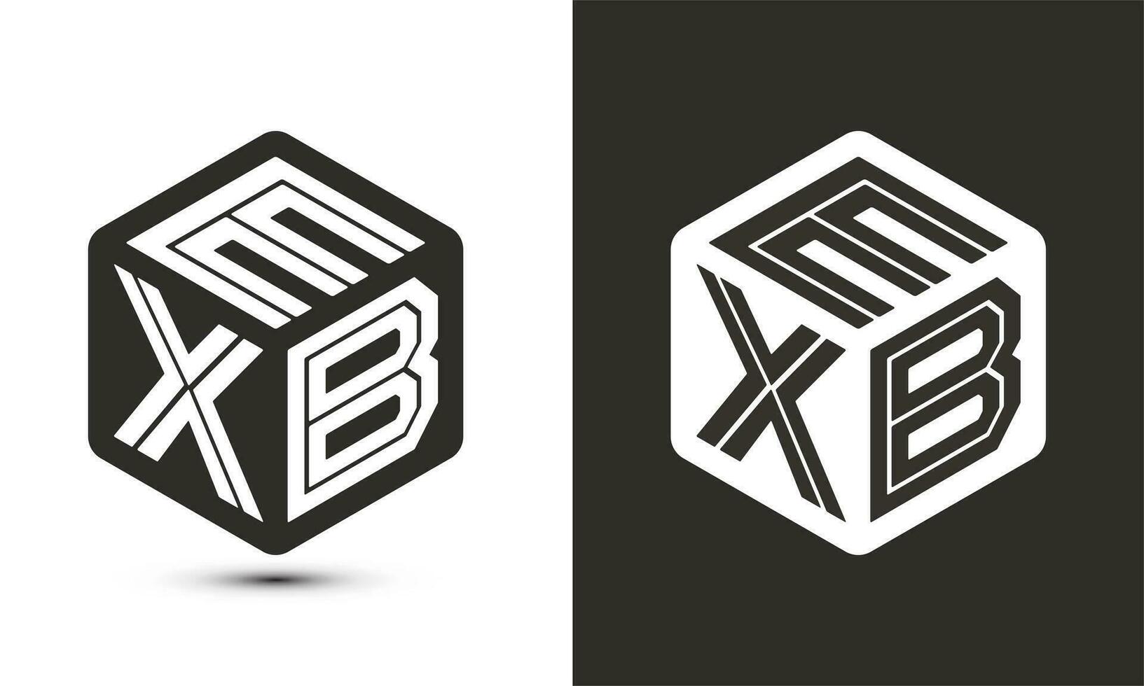 exb brief logo ontwerp met illustrator kubus logo, vector logo modern alfabet doopvont overlappen stijl.