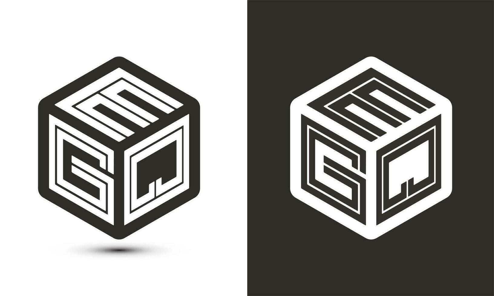 esq brief logo ontwerp met illustrator kubus logo, vector logo modern alfabet doopvont overlappen stijl.