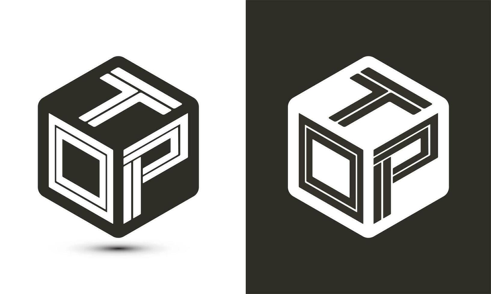 top brief logo ontwerp met illustrator kubus logo, vector logo modern alfabet doopvont overlappen stijl.