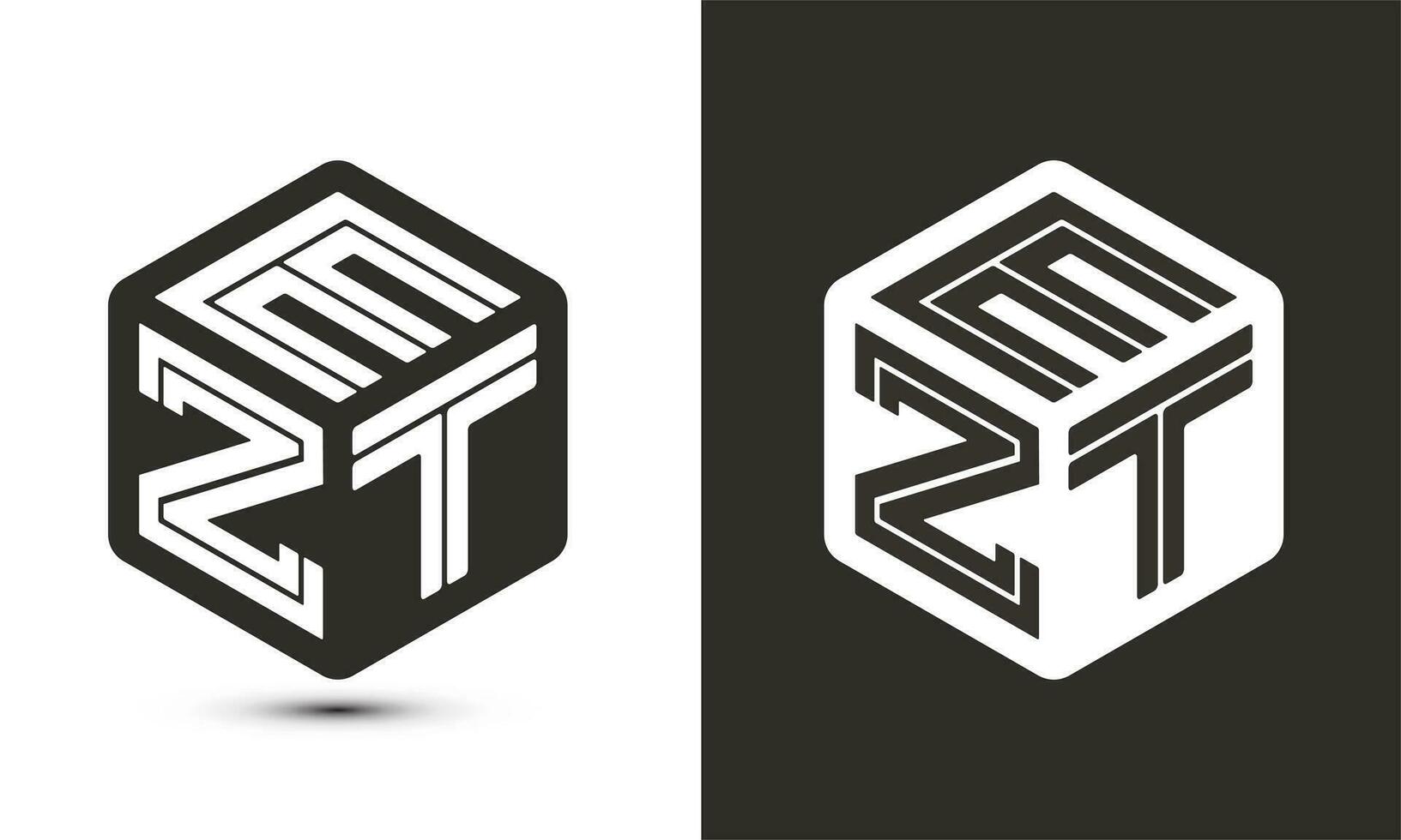 ezt brief logo ontwerp met illustrator kubus logo, vector logo modern alfabet doopvont overlappen stijl.