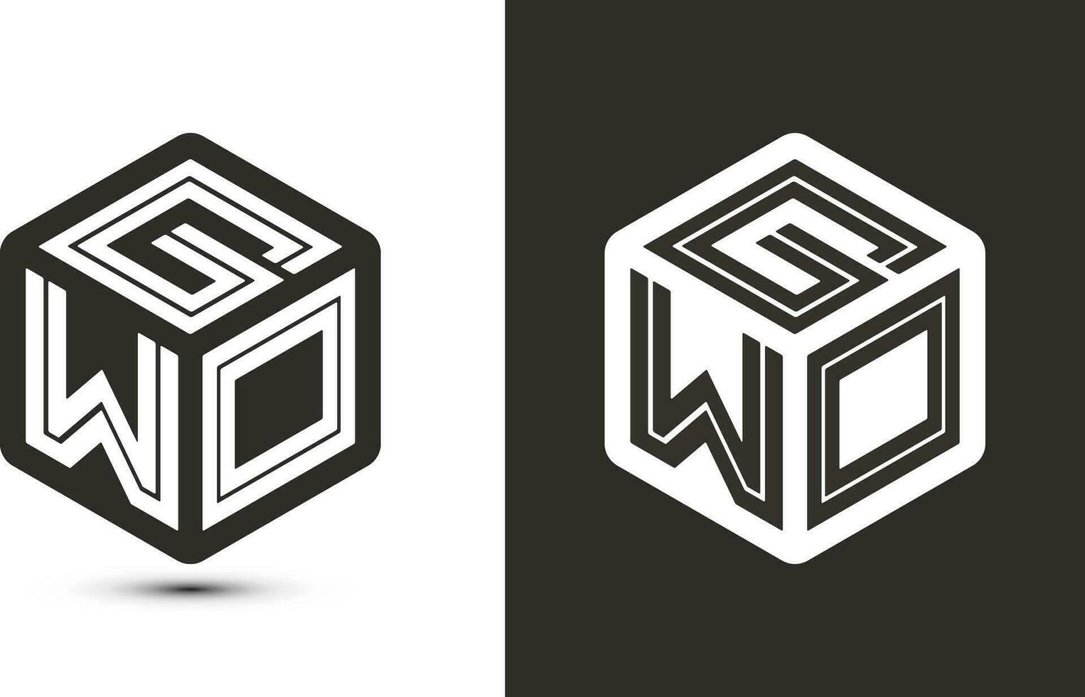 gwo brief logo ontwerp met illustrator kubus logo, vector logo modern alfabet doopvont overlappen stijl.