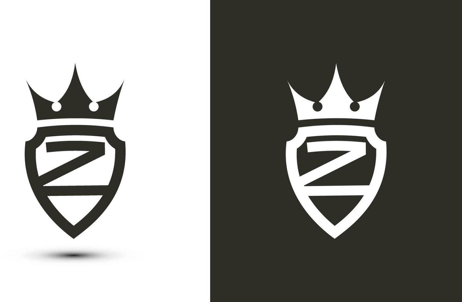 brief z initialen handtekening logo. elegant logo icoon vector ontwerp. luxe schild kroon teken.
