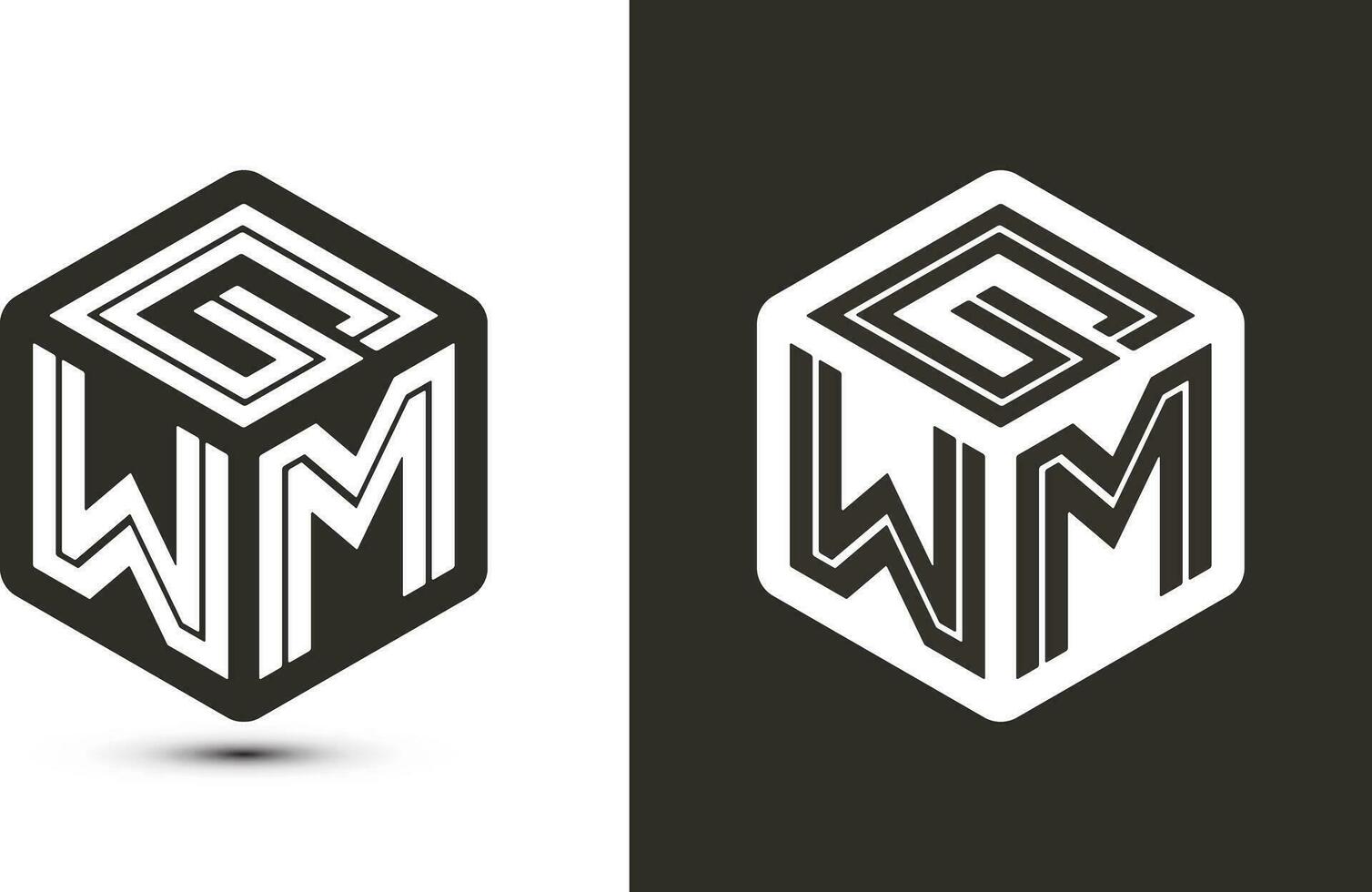 gwm brief logo ontwerp met illustrator kubus logo, vector logo modern alfabet doopvont overlappen stijl.