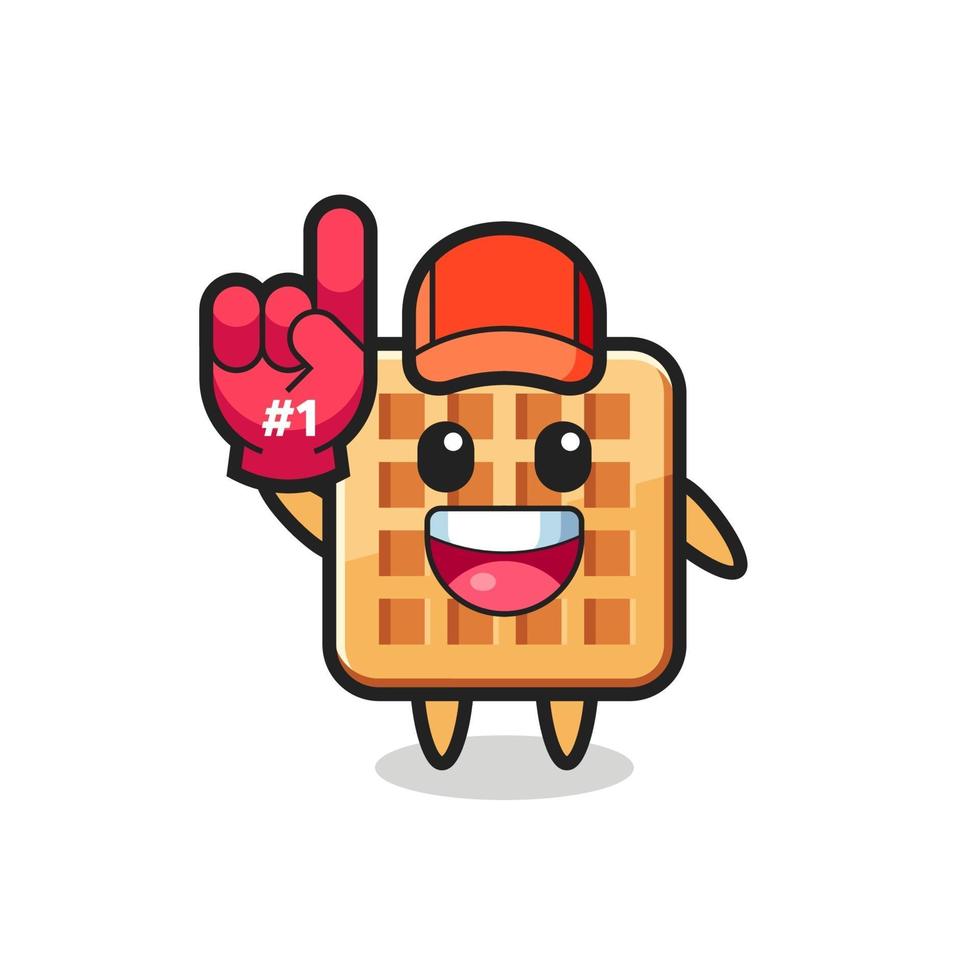 wafel illustratie cartoon met nummer 1 fans handschoen vector