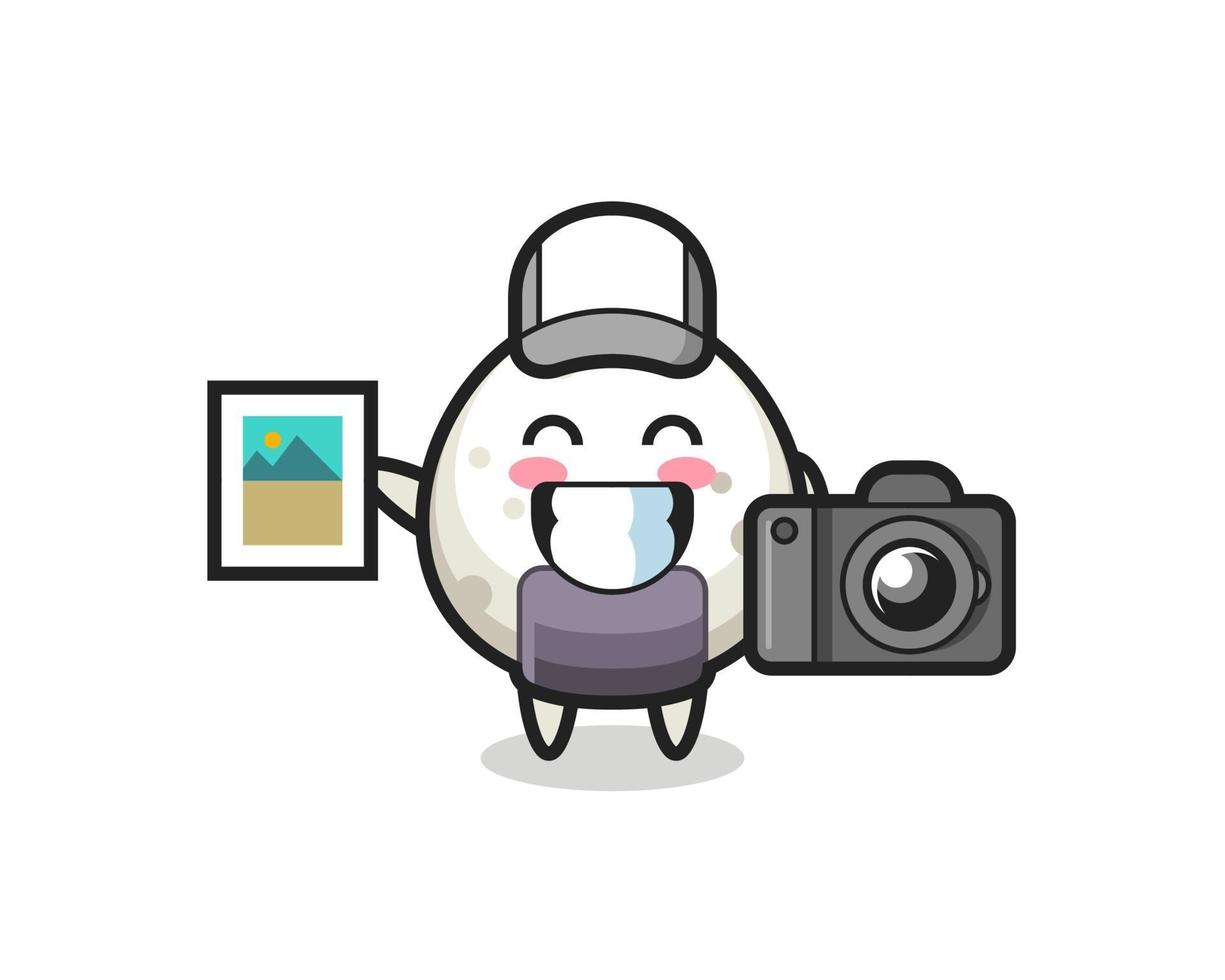 karakterillustratie van onigiri als fotograaf vector